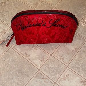 Victorias Secret Red lace makeup bag